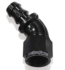 510 Series Full Flow Tight Radius Push Lock 45° Hose End -10AN (Black)